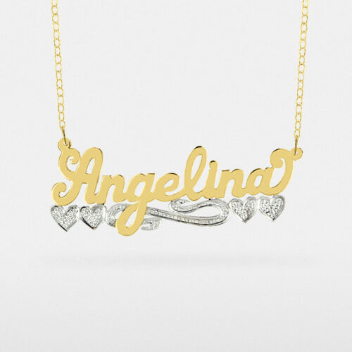 14K Gold Overlay Name Necklace- Single Plate, Style 20